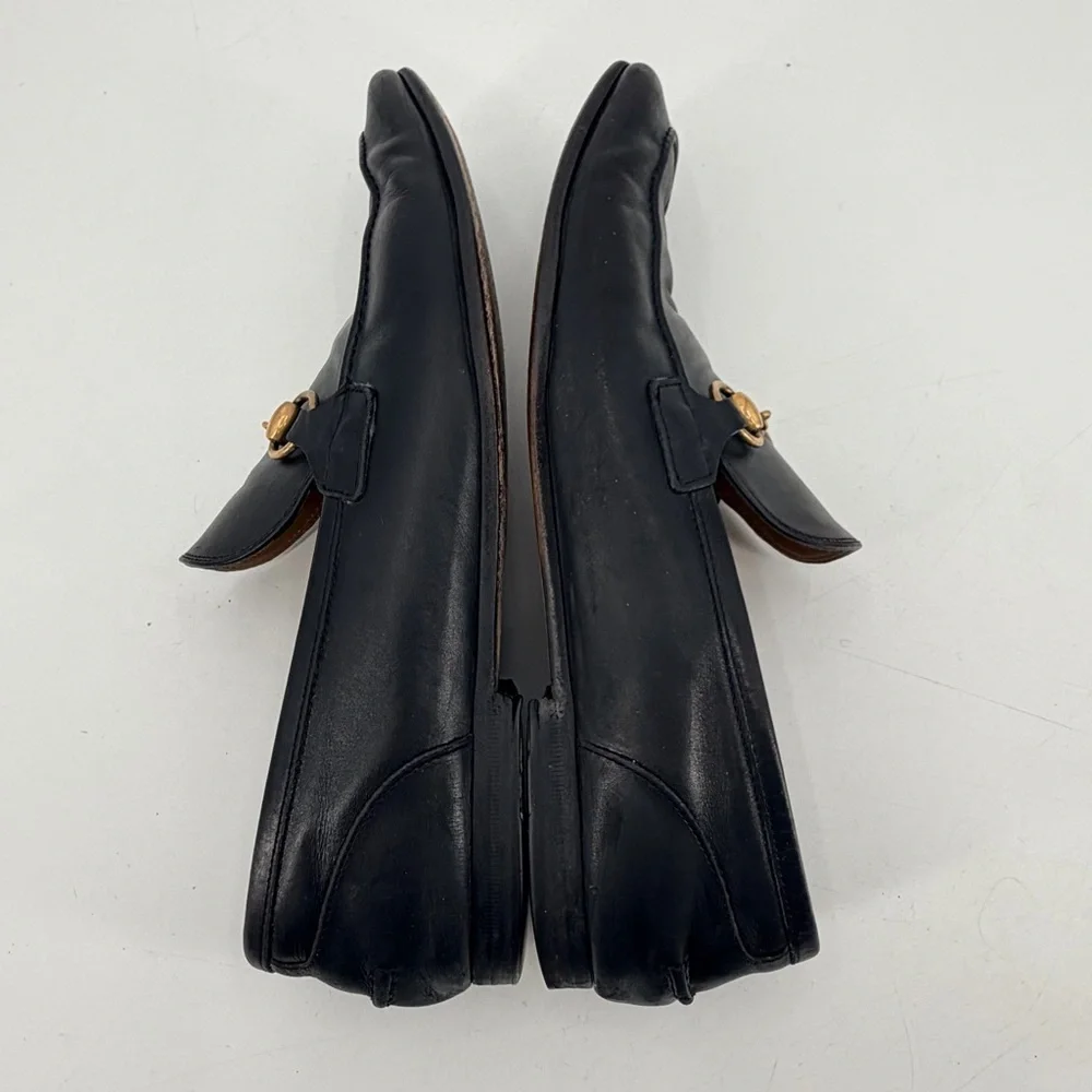 GUCCI Black Leather Horsebit Classic Mens 9 Dress Shoes Loafers FLAWS